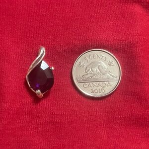 Purple Gem Pendant Silver Tone Teardrop Minimalist Dainty Amethyst Style